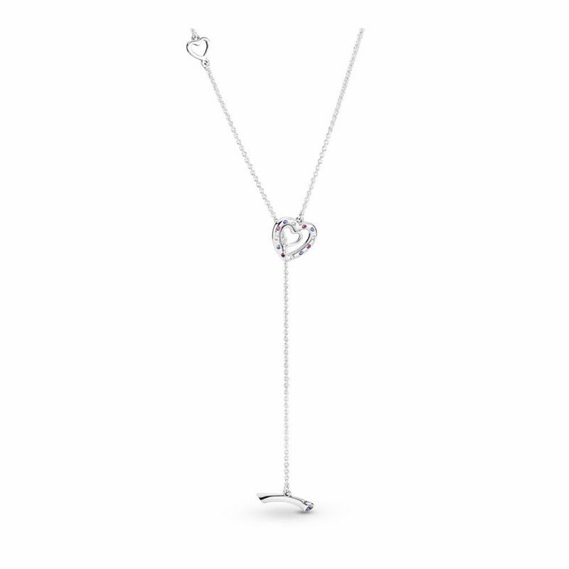 Pandora Australia Bright Hearts Necklace - Sterling Silver | ZWTLYX971